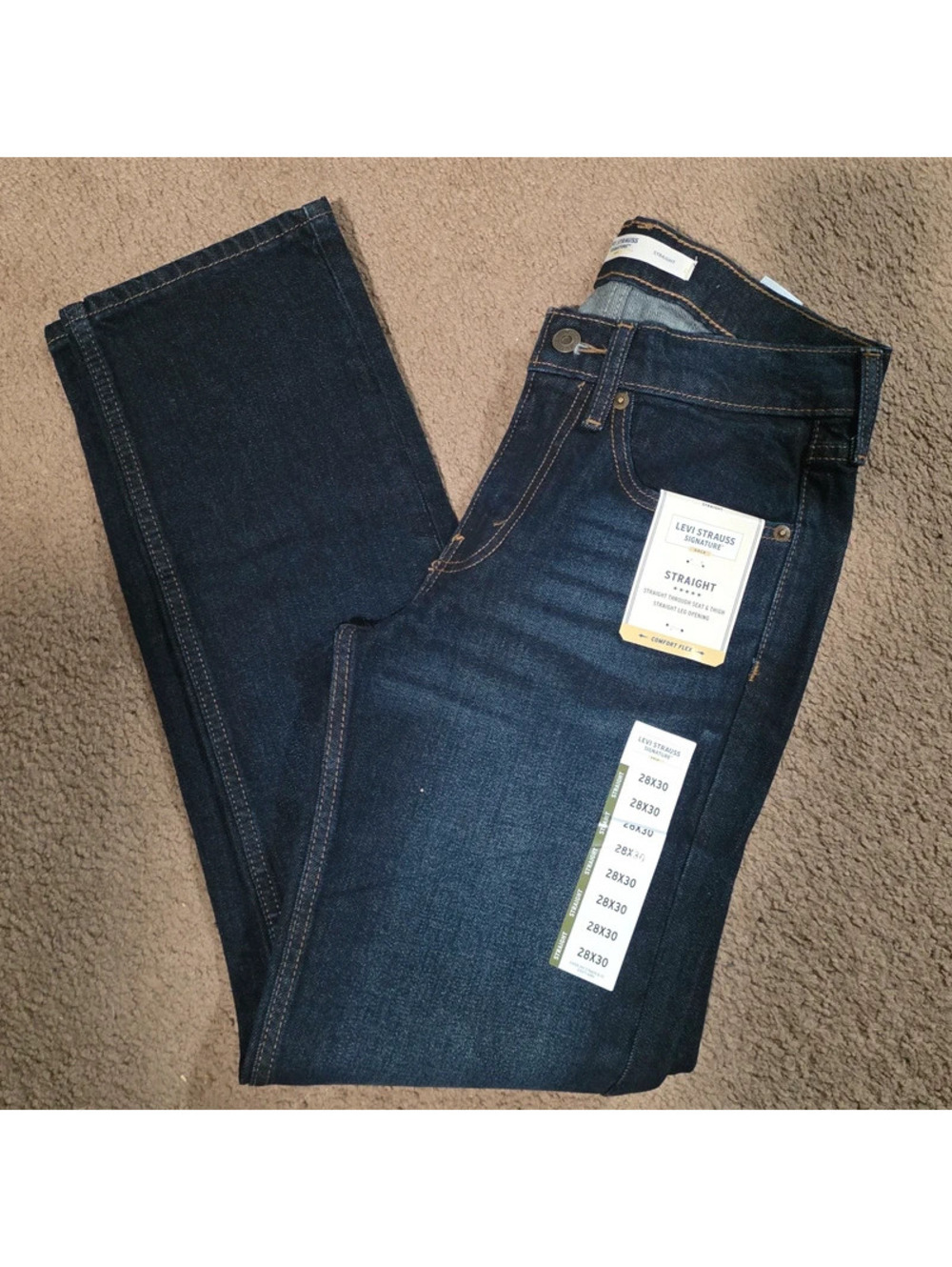 NWT Levi Strauss Signature Gold Jeans Mens 28x30 Straight Comfort Flex Dark Wash